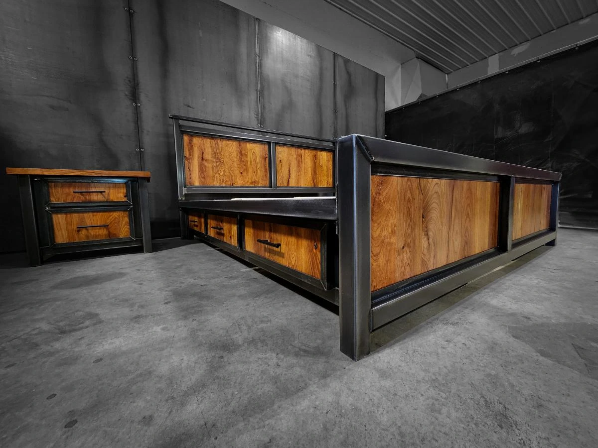 Storage Bedroom Set, Modern Industrial Bedroom Set