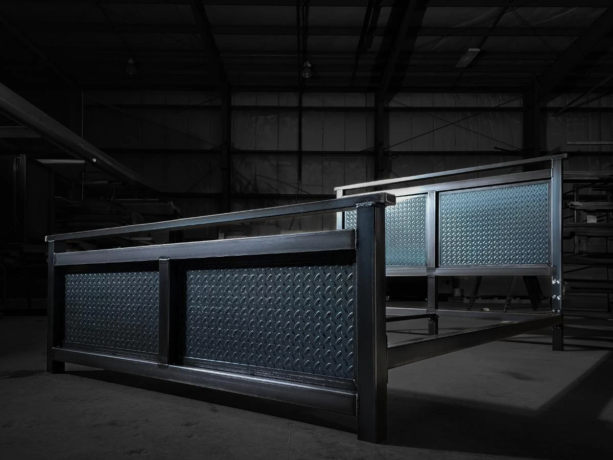 Diamond plate industrial metal bed