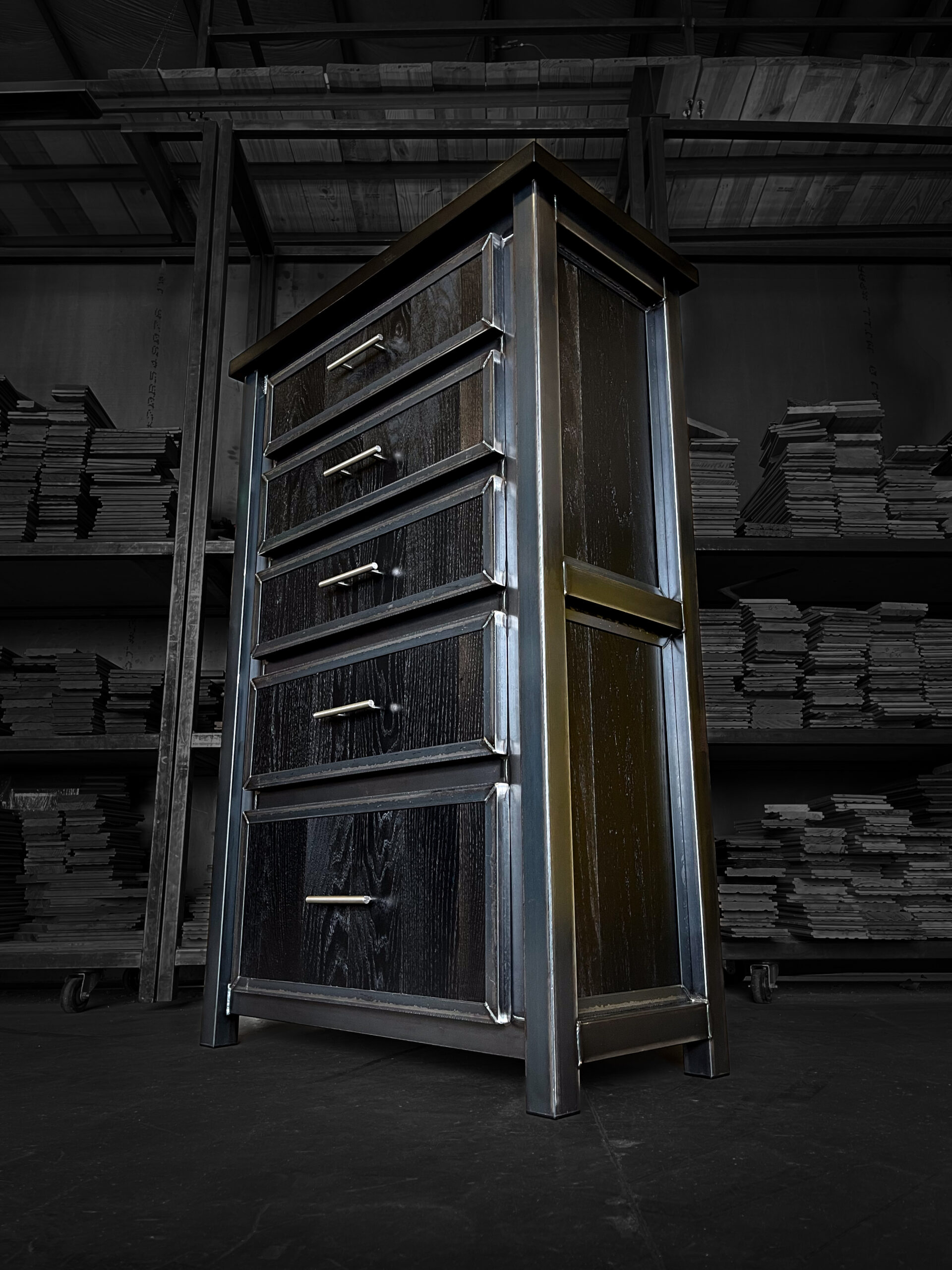Modern Industrial Dresser Chest, Drawer Bank