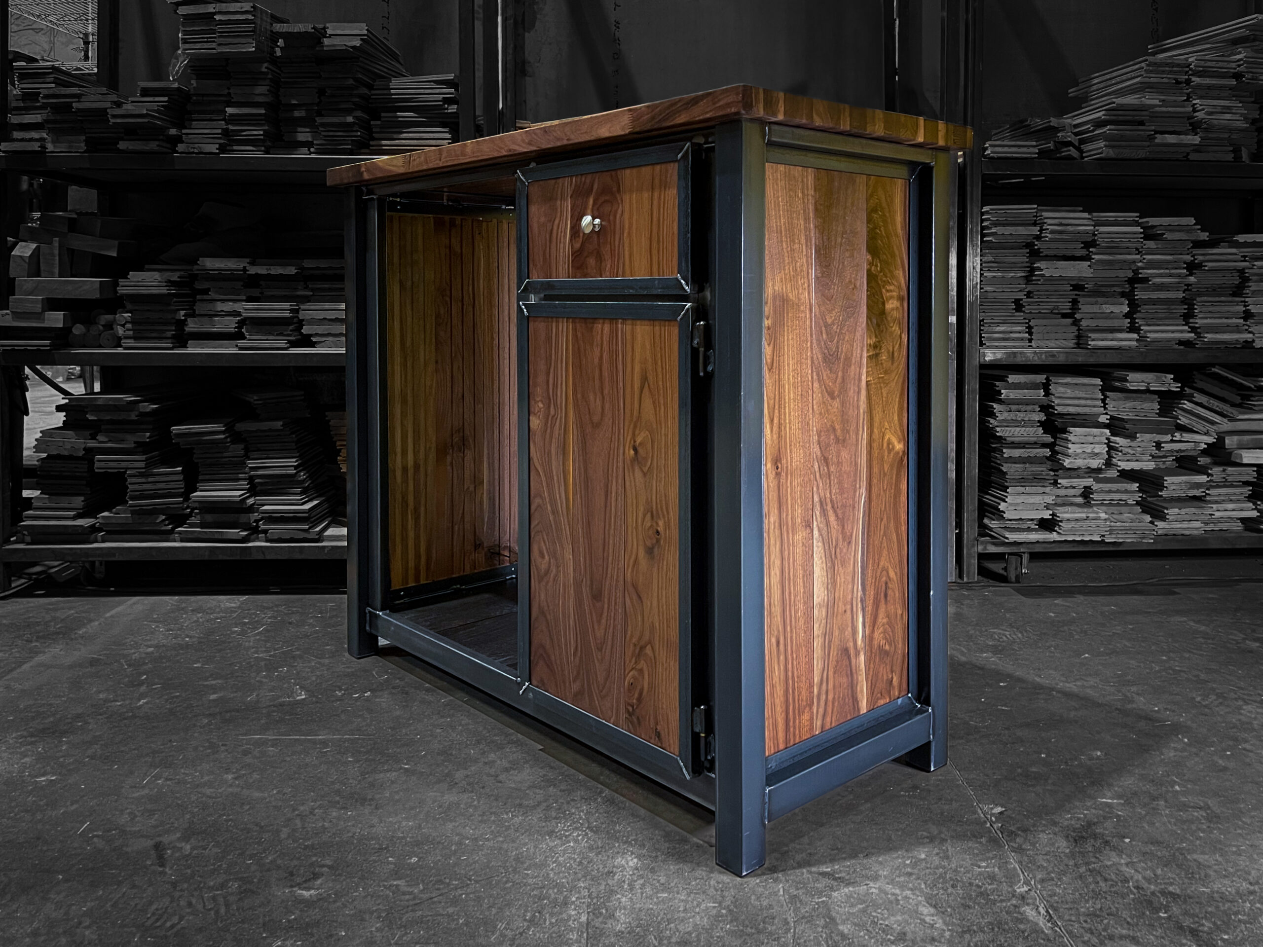 Modern Industrial Wine Fridge Bar, Coffee Bar