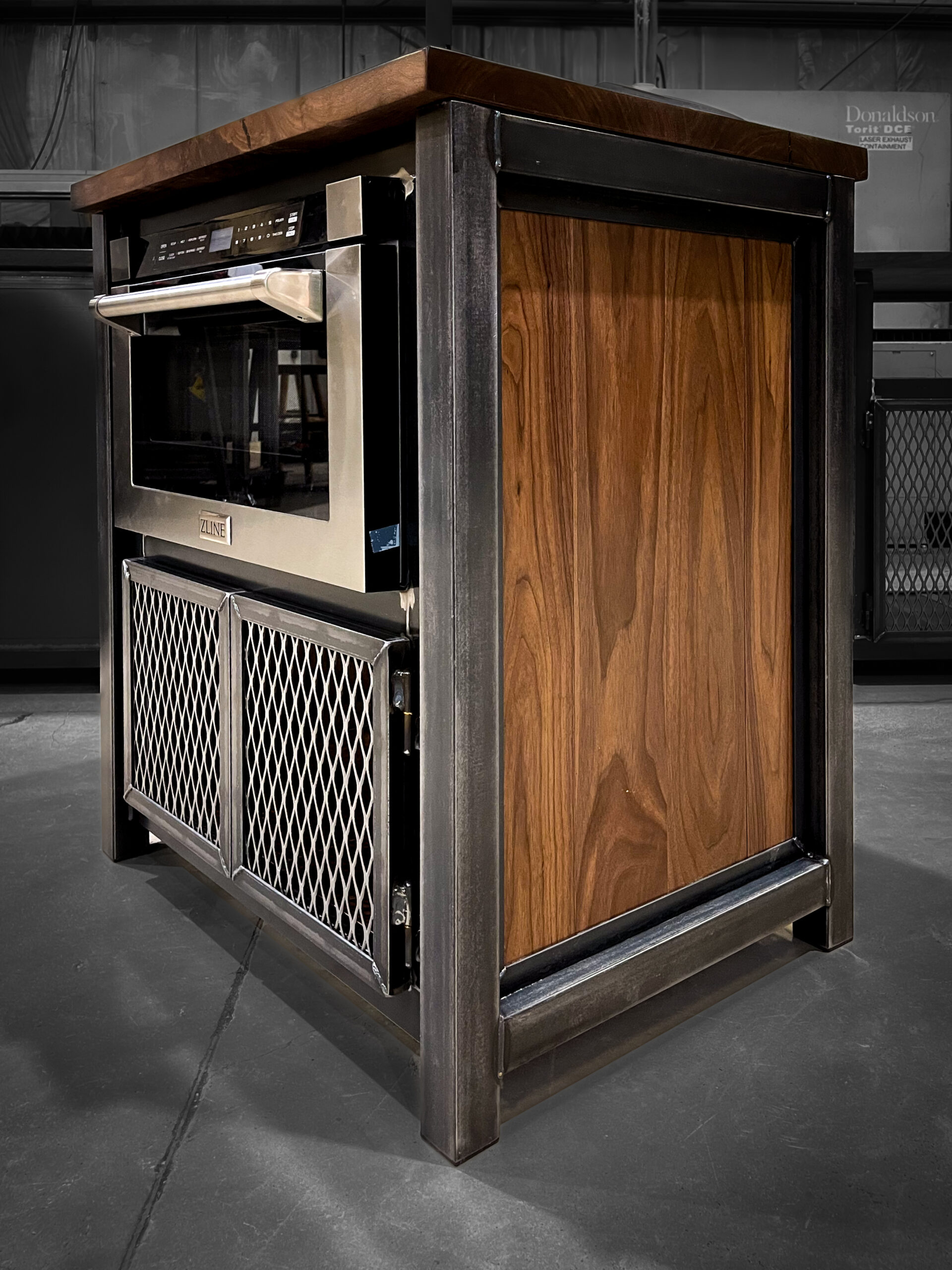 Modern Industrial Microwave Drawer Storage Cabinet