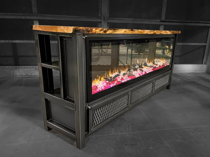 Cabinet with a Built-In Fireplace by Gerarden Fabrication and Design