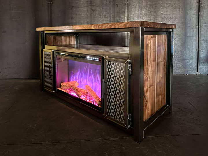 custom fireplace built by Gerarden Fabrication and Design