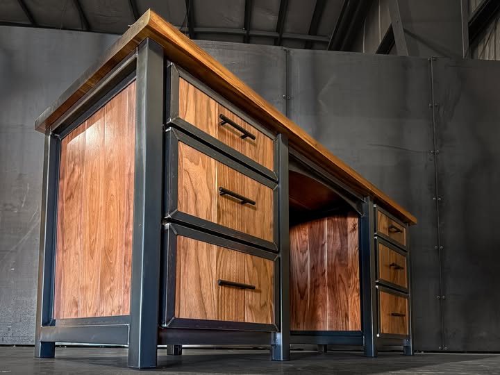 wood and metal desk